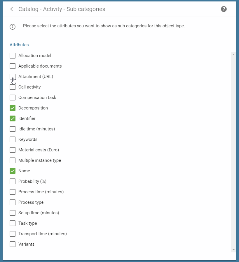 The click on the checkbox of an attribute type is clarified here.