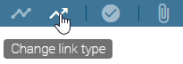 The screenshot shows the "Change link type" button in the menu bar when modeling.