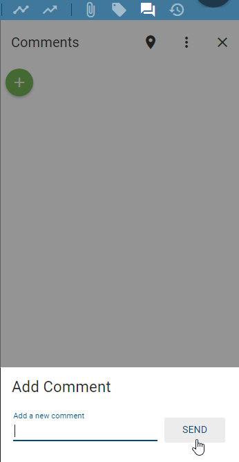 The screenshot shows the input field of "Add comment"  in the comment bar and the further option "Send".