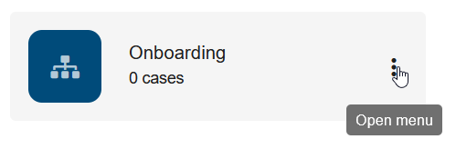 The screenshot shows how to open the menu by selecting the three dots at a ProcessApp.