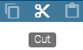 Here the "Cut" button of the menu bar is displayed.