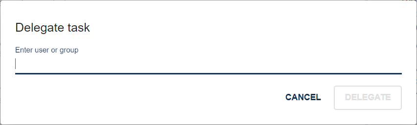 This screenshot shows the dialog in which you can choose a user or user group to who a task gets delegated.