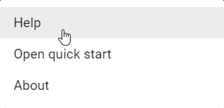The screenshot shows the Drop-Down-menu of the "Help" button.
