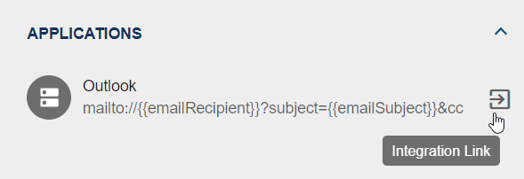 This screenshot illustrated the section "Applications" within an automated form of a task. In this section a selectable integration link is visible.