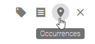 This screenshot shows the "Occurrences" button in the details tab.