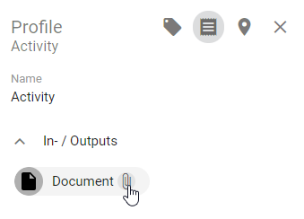 This screenshot shows the click on the paperclip in the chip of a document in the Profile.