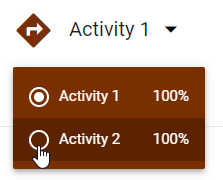 The screenshot shows the possible choices of an "or" gateway in process execution.