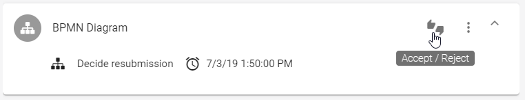 This screenshot shows the "Accept/Reject" function of a resubmission task.