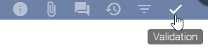 This screenshot shows the "Validation" icon within the menu bar.