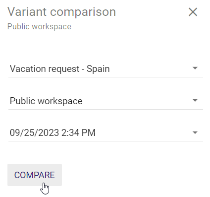 The "Variant comparison" is displayed here in the public workspace.